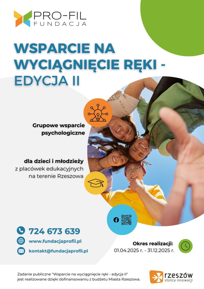 aktualność: Fundacja na Rzecz Psychoprofilaktyki Społecznej PRO-FIL realizuje zadanie publiczne pn. „Wsparcie na wyciągnięcie ręki – edycja II” 